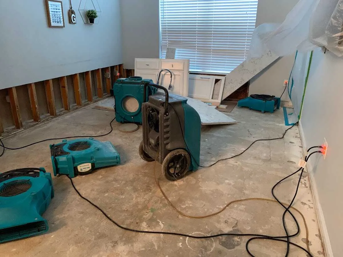 Dehumidifier in flood-cut room for Water Damage Restoration in Port Hueneme